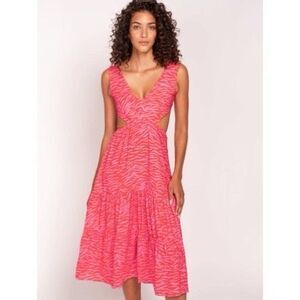 Peixoto Mariah Midi Cutout Dress in Feisty Tiger Print